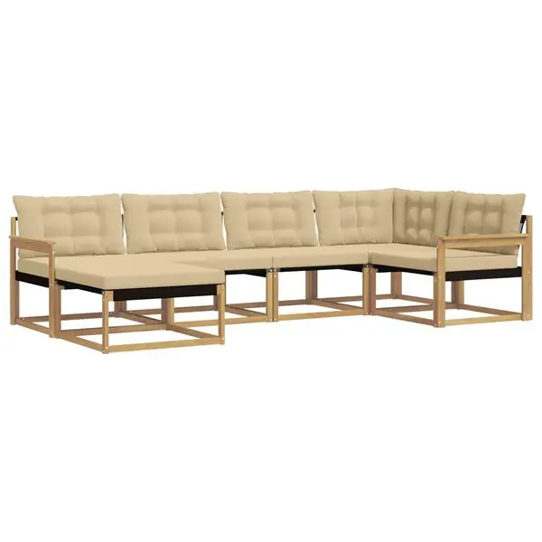 vidaXL Utomhussoffset med kudde 6 pcs Vit och Beige Nedsatt pris