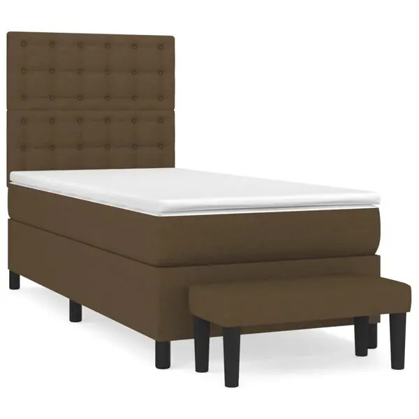 Fynd vidaXL Ramsäng med madrass mörkbrun 90x190 cm tyg