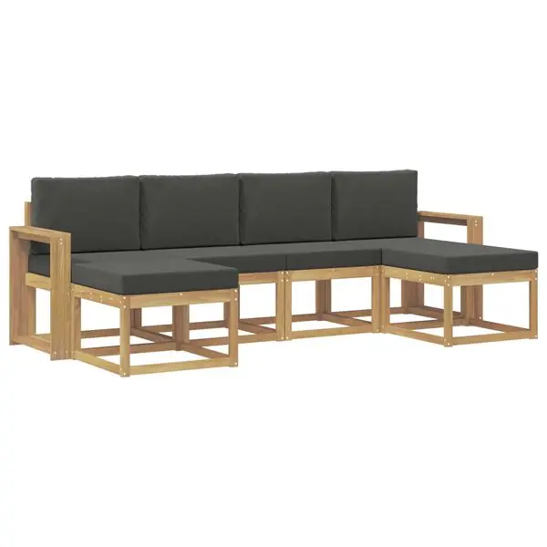 vidaXL Utomhussoffset med kudde 6 pcs Vit och antracit Polyester Köp online
