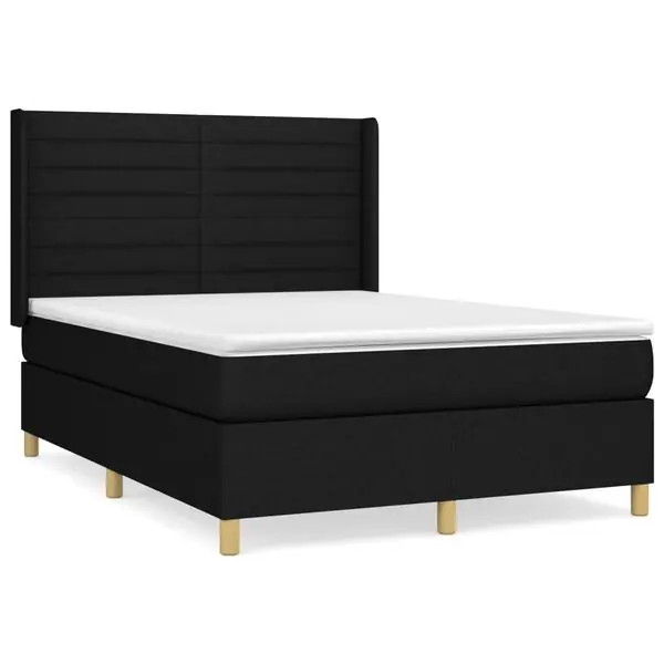 vidaXL Ramsäng med madrass svart 140x190 cm tyg Säker betalning