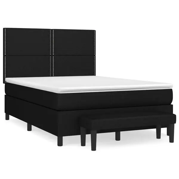 vidaXL Ramsäng med madrass svart 140x190 cm tyg Reapris