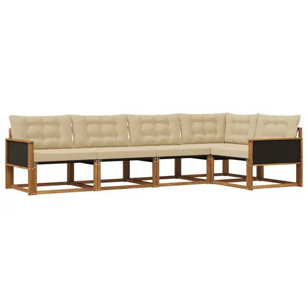 Expressleverans vidaXL Utomhussoffset med kudde 5 pcs Naturlig och Beige