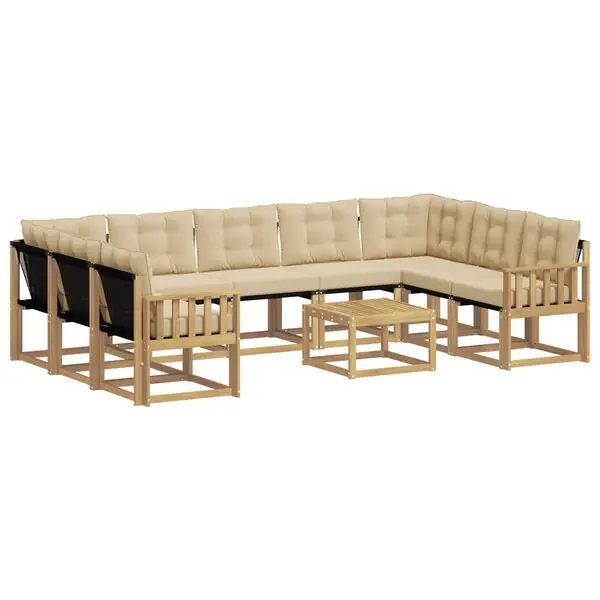 Rabatter vidaXL Utomhussoffset med kudde 10 pcs Vit och Beige