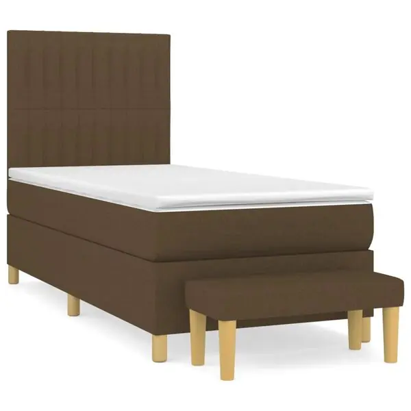 vidaXL Ramsäng med madrass mörkbrun 90x190 cm tyg Begränsat antal