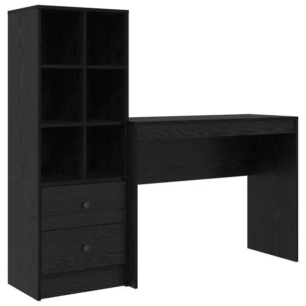 Handla nu vidaXL Skrivbord med låda med hylla med lagring 2 pcs Svart Ek
