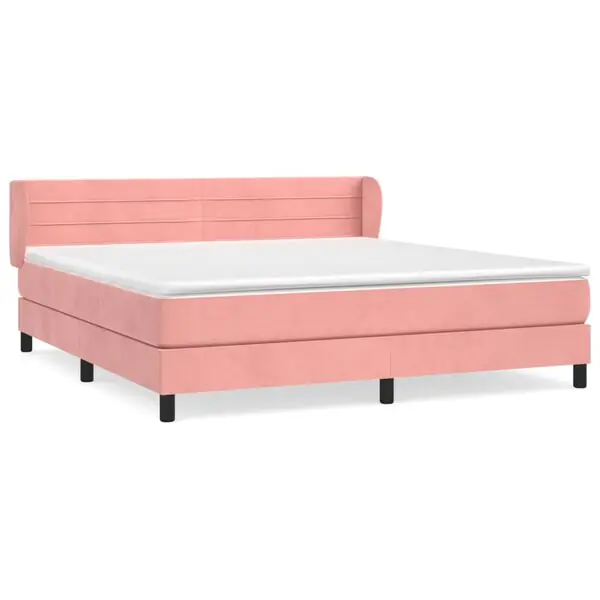 Erbjudande vidaXL Ramsäng med madrass rosa 180x200 cm sammet