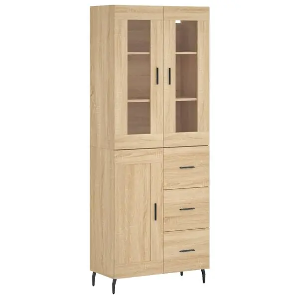 Fynd vidaXL Högskåp sonoma-ek 69,5x34x180 cm konstruerat trä