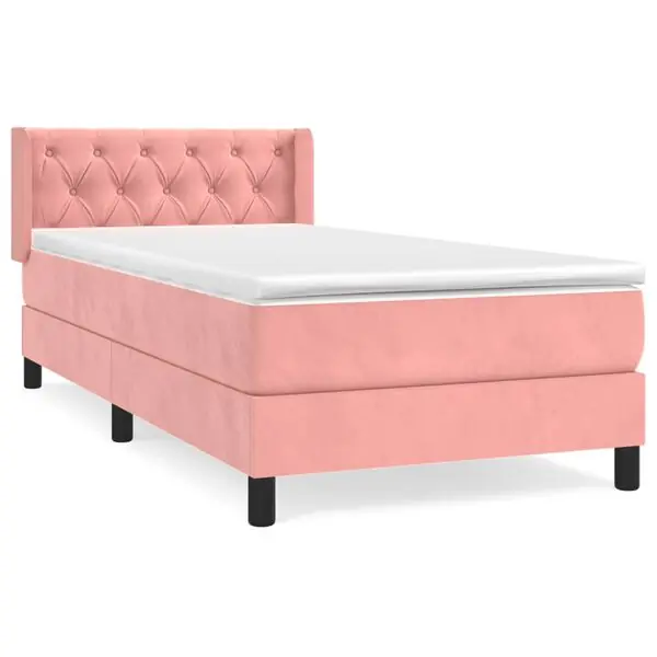 vidaXL Ramsäng med madrass rosa 80x200 cm sammet Endast idag