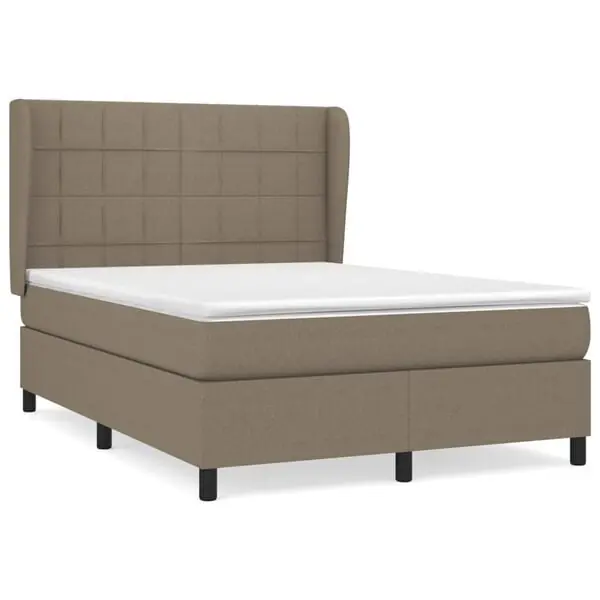 vidaXL Ramsäng med madrass taupe 140x190 cm tyg Sista chansen