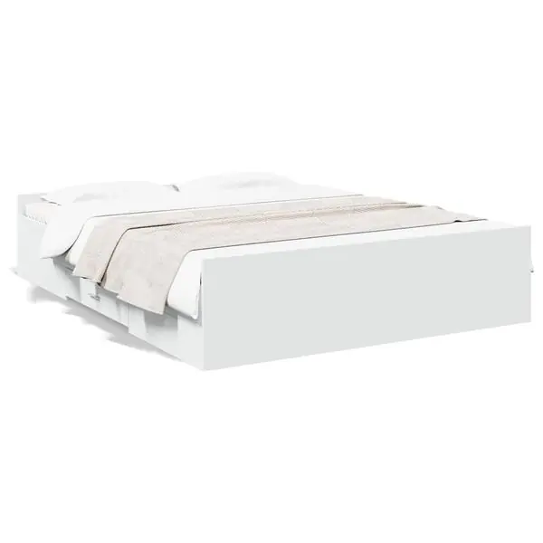 Rabatter vidaXL Sängram med lådor vit 160x200 cm konstruerat trä