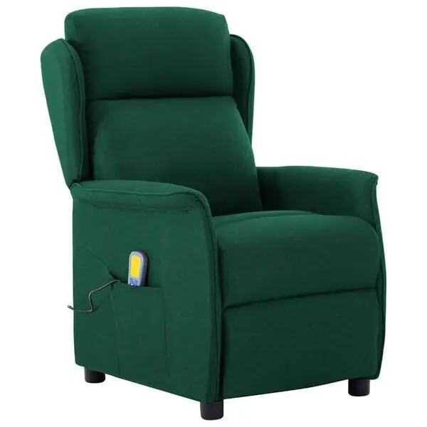 Snabb leverans vidaXL Massagefåtölj med kudde Mörkgrön 93.5 x 67.5 x 101.5 cm tyg