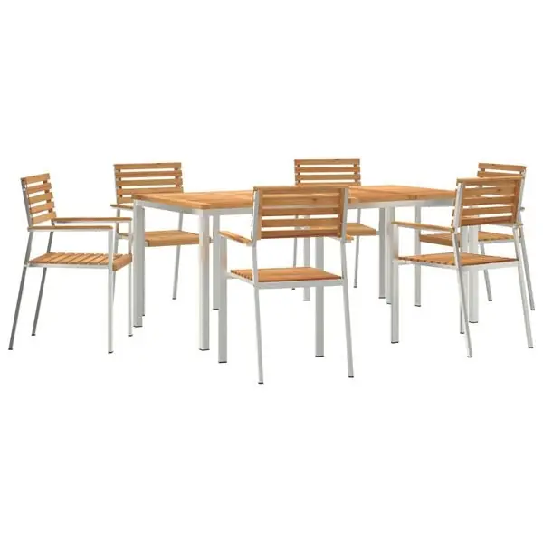 Rabatter vidaXL Trädgårdsmöbelset 7 pcs Brun Massivt teakträ
