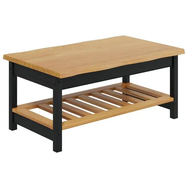 VidaXL Kaffeebord EKAI Svart 100 x 60 x 45,5 cm Massiv furu Sänkt pris