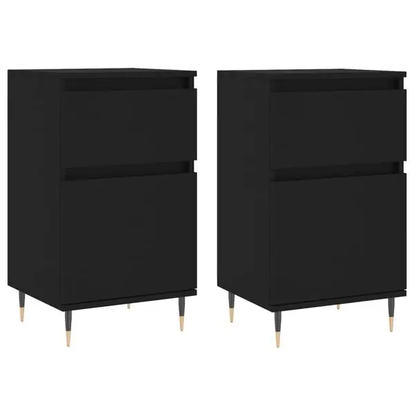 vidaXL Byråer 2 st svart 40x35x70 cm konstruerat trä risnedsättning