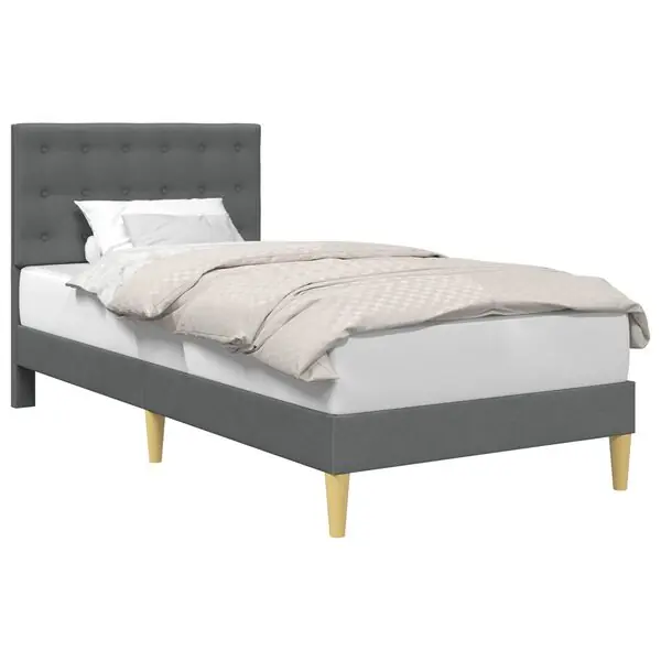 vidaXL Sängram med huvudgavel Mörkgrå 90 x 190 cm Tyg Köp online