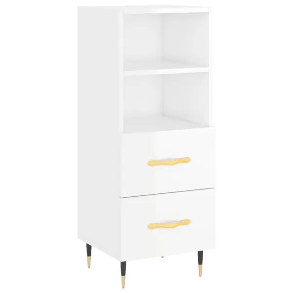 vidaXL Skåp vit högglans 34,5x34x90 cm konstruerat trä Kundfavorit