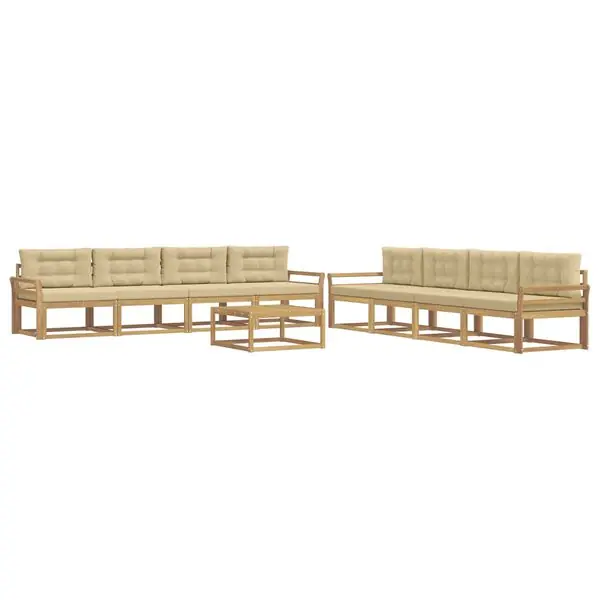 I lager vidaXL Utomhussoffset 9 pcs Vit och Beige 79 x 79 x 37 cm Polyester