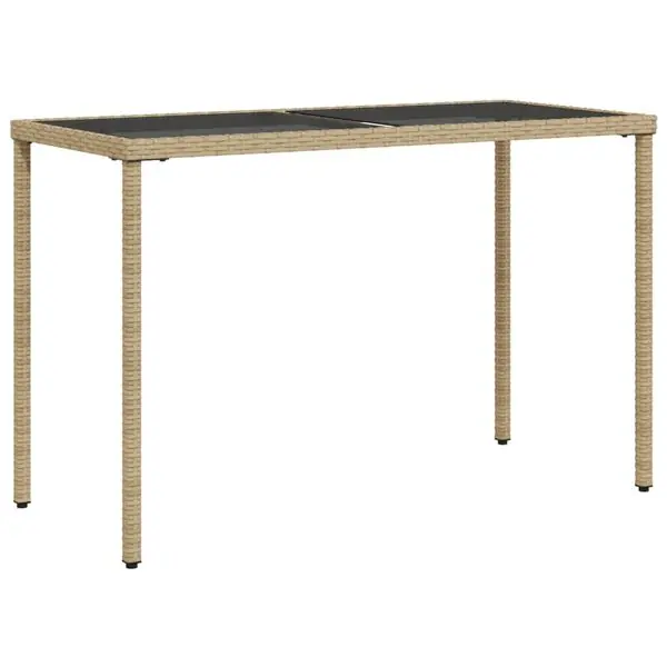 Fynd vidaXL Trädgårdsbord med glasskiva beige 115x54x74 cm konstrotting