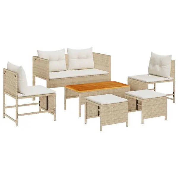vidaXL Trädgårdsoffset 6 pcs Beige och gräddfärgad konstrotting Nedsatt pris
