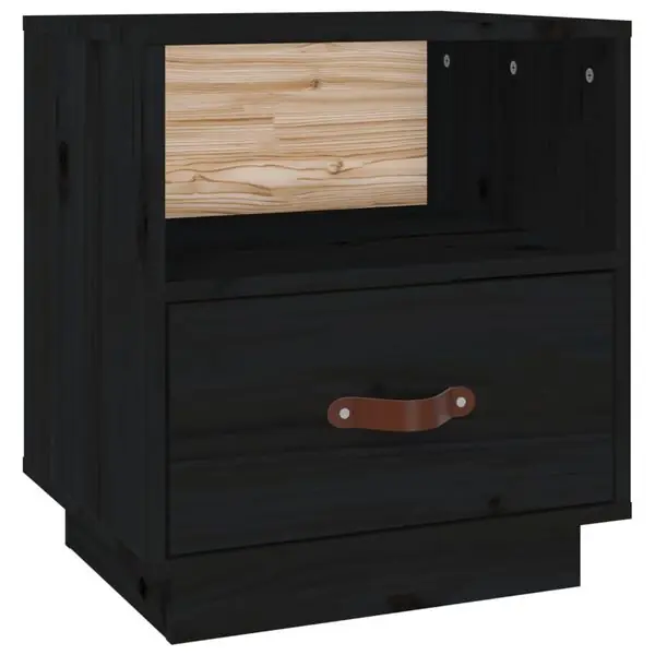 Sista chansen vidaXL Sängbord svart 40x34x45 cm massiv furu