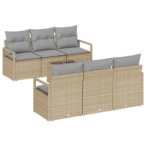 vidaXL Soffset med kudde 7 pcs Beige och Grå konstrotting Reapris
