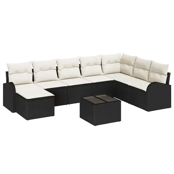 Fri frakt vidaXL Soffset med kudde med lagring 9 pcs Svart och Vitt konstrotting