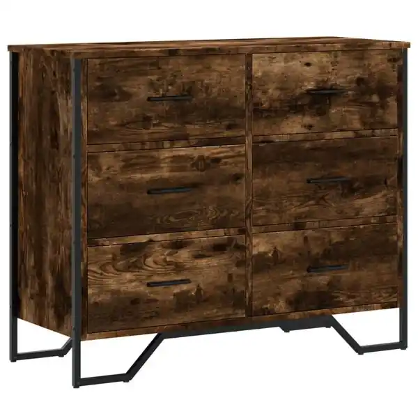 vidaXL Byrå rökfärgad ek 91x35,5x74,5 cm konstruerat trä Rea
