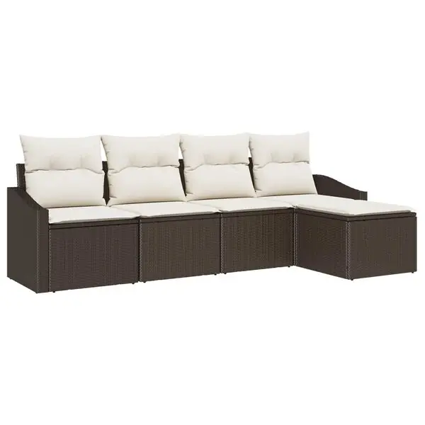 Kundfavorit vidaXL Soffset med kudde med lagring 5 pcs Brun och Kräm konstrotting