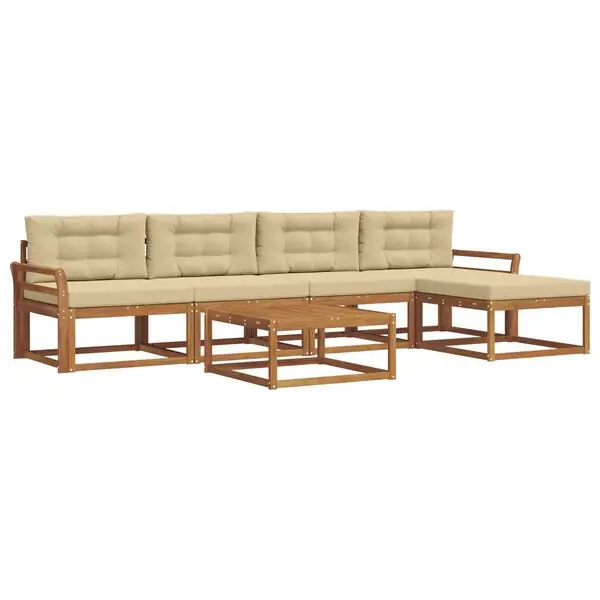 Erbjudandepris vidaXL Utomhussoffset med kudde 6 pcs Naturlig och Beige