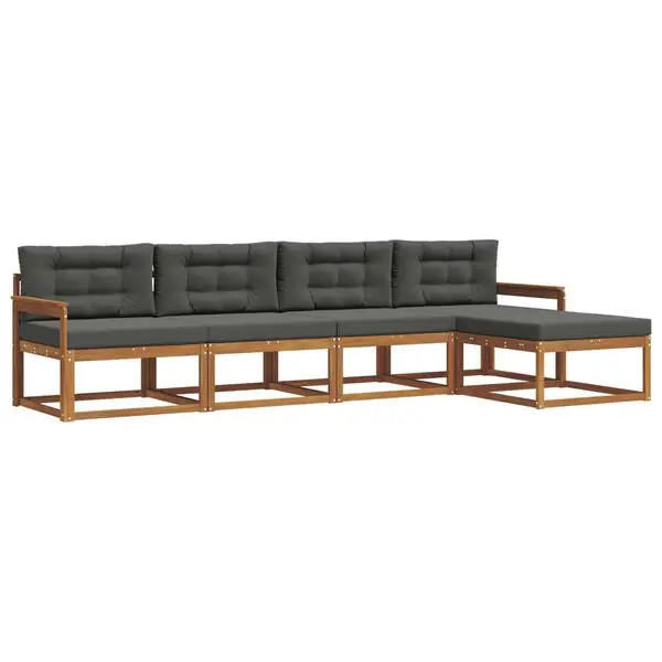vidaXL Utomhussoffset med kudde 5 pcs Naturlig och Antracit Trygg betalning