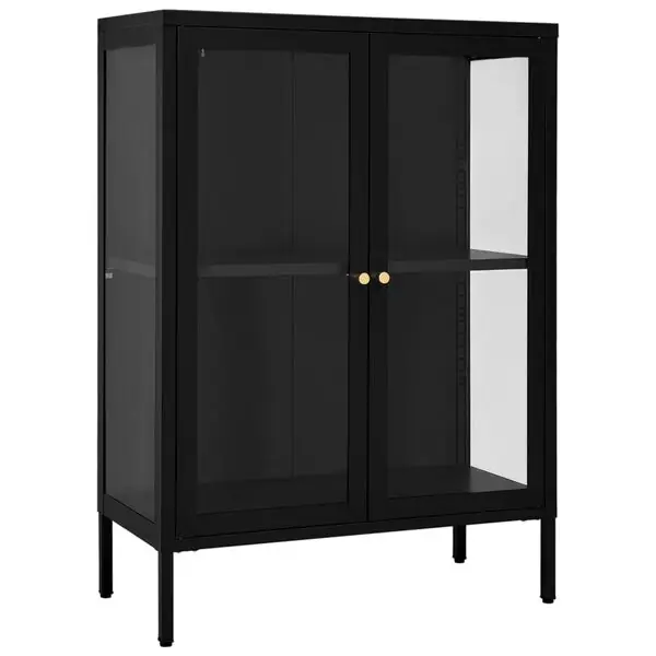 Fynd vidaXL Skänk svart 75x35x105 cm stål och glas