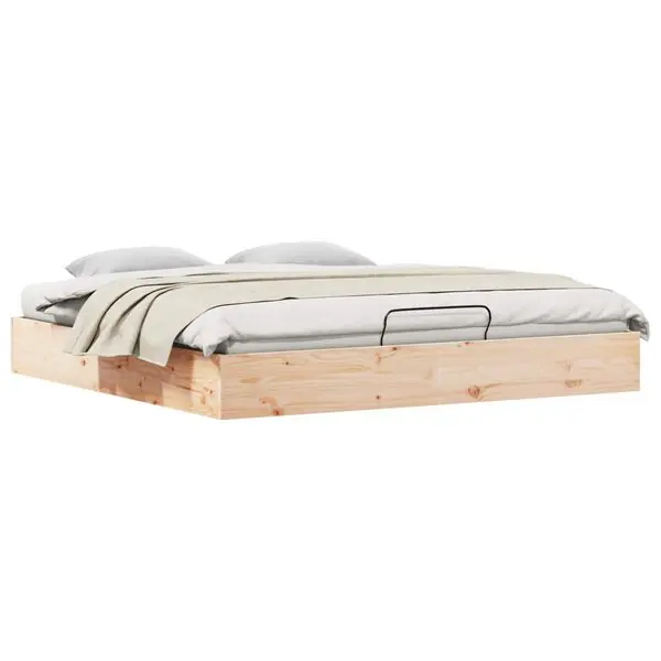 vidaXL Bäddsoffa med förvaring Naturfärg 180 x 200 cm Massivt furu Nedsatt pris