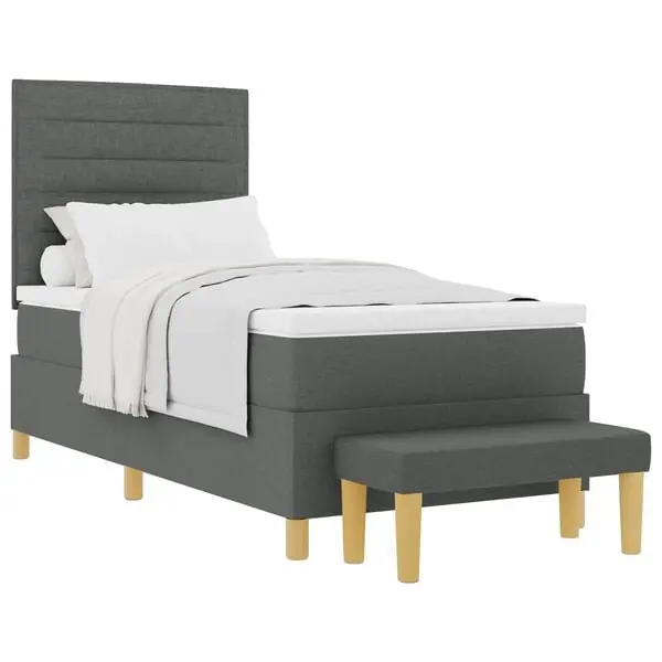 Outlet vidaXL Bäddfjäder med kudde med huvudgavel Mörkgrå 200 x 90 cm tyg