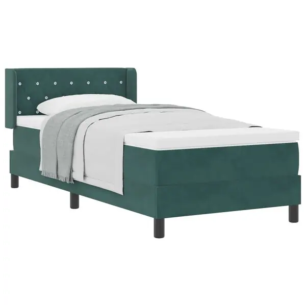 Trygg betalning vidaXL Bäddfjäder med huvudgavel Mörkgrön 200 x 90 cm Sammet