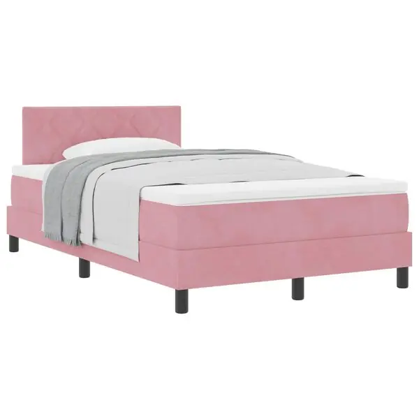 vidaXL Bäddfjäder med madrass med huvudgavel Rosa 120 x 200 cm Sammet Endast denna vecka