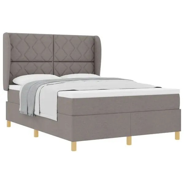 Beställ nu vidaXL Bäddfjäder med madrass med huvudgavel Taupe 200 x 160 cm tyg