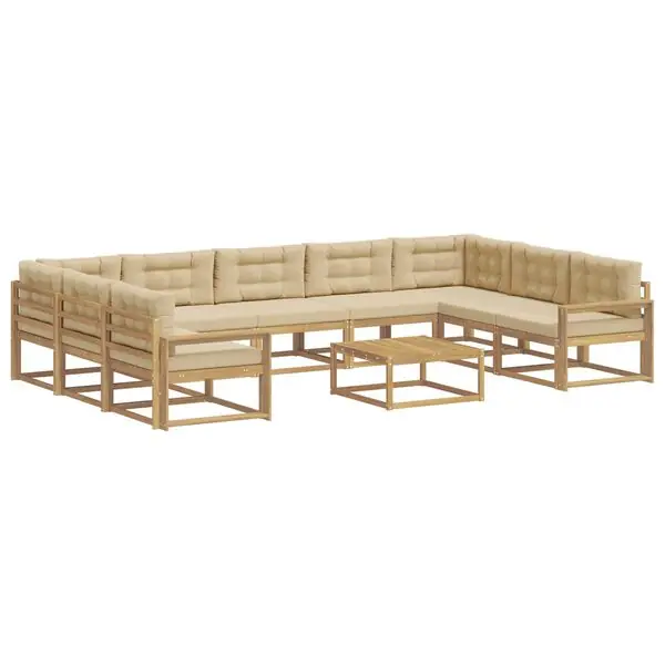 Snabb frakt vidaXL Utomhussoffset med kudde 10 pcs Vit och Beige