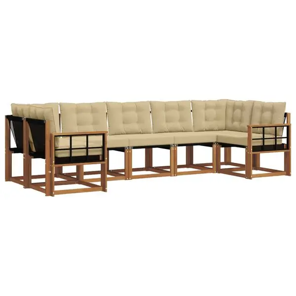 vidaXL Utomhussoffset med kudde 7 pcs Naturlig och Beige Erbjudande