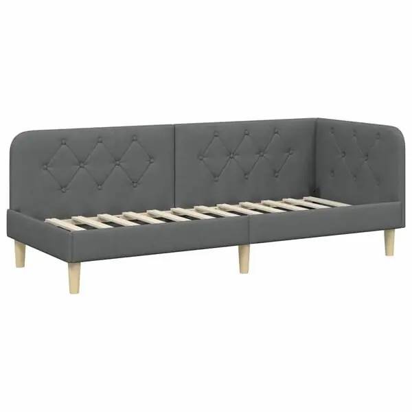 Lägg i varukorgen vidaXL Hörn Sängram Mörkgrå 80 x 200 cm tyg