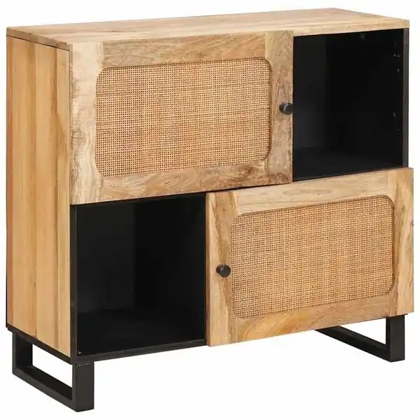 vidaXL Sideboard med lagring Brun 80 x 33 x 75 cm Massivt mangoträ Nyhet