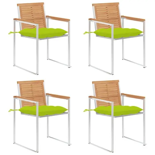 vidaXL Trädgårdsstolar med dynor 4 st massiv teak I lager