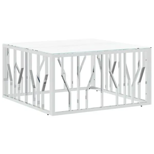 vidaXL Soffbord silver 80x80x40 cm rostfritt stål och glas Trygg betalning