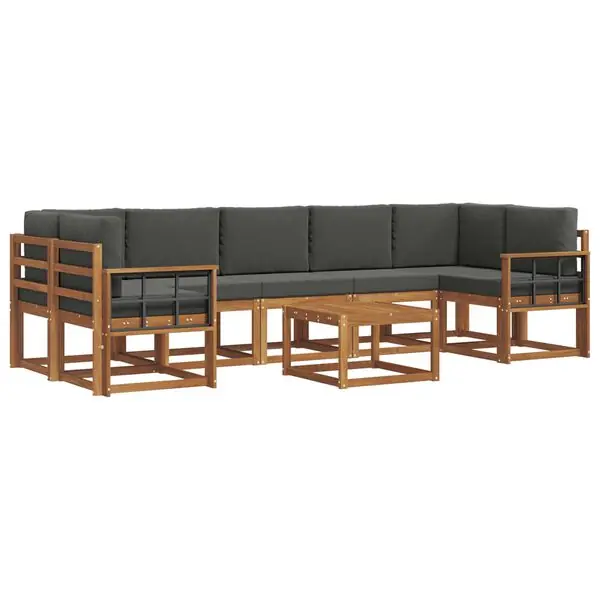 vidaXL Utomhussoffset med kudde 8 pcs Naturlig och Antracit Begränsad tid