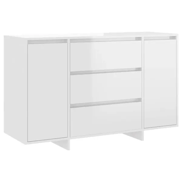 Lågt pris vidaXL Skänk med 3 lådor vit högglans 120x41x75 cm konstruerat trä