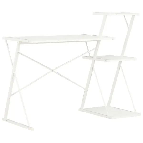 vidaXL Skrivbord med hylla vit 116x50x93 cm Extra rabatt