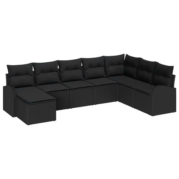 vidaXL Soffset med kudde med lagring 8 pcs Svart konstrotting Kampanj