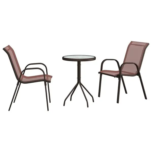vidaXL Trädgårds Bistro Set 3 pcs Brun Stål Köp online