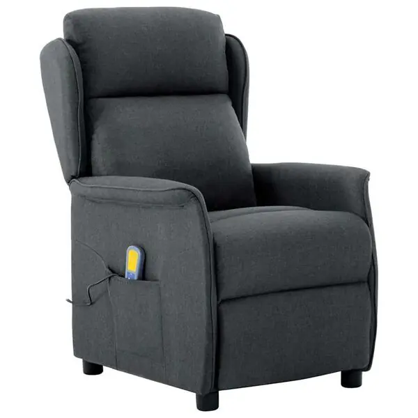 vidaXL Massagefåtölj med kudde Mörkgrå 93.5 x 67.5 x 101.5 cm tyg Fynd
