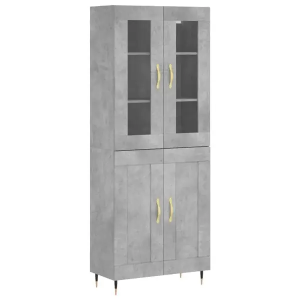 Fynd vidaXL Högskåp betonggrå 69,5x34x180 cm konstruerat trä