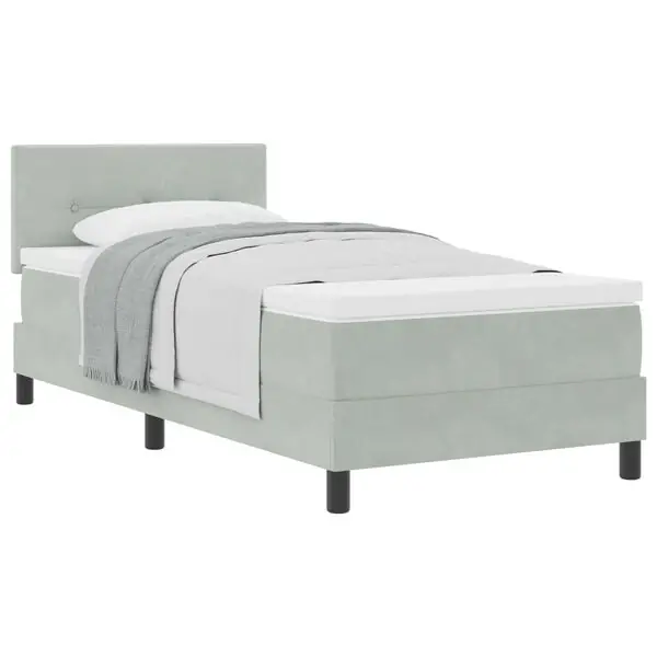 Fynd vidaXL Bäddfjäder med madrass Ljusgrå 90 x 200 cm Sammet